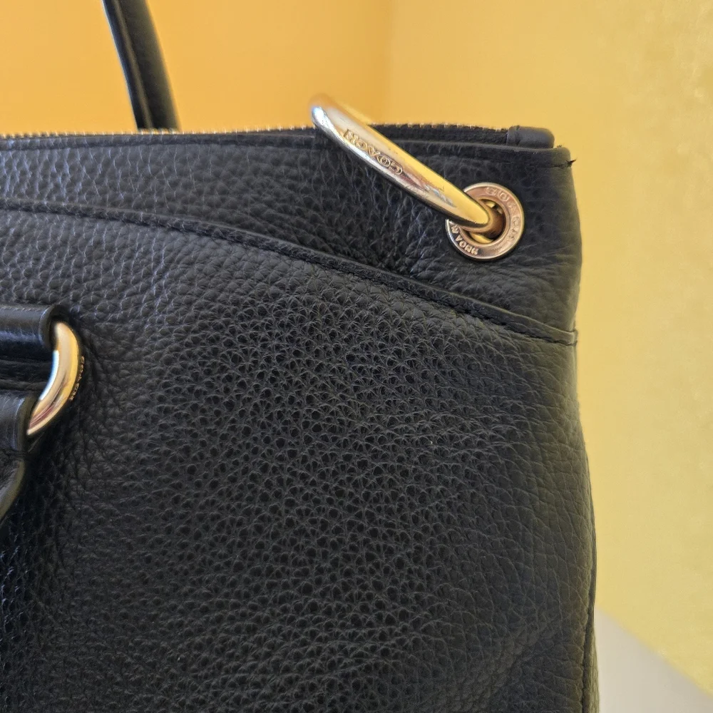 Coach F77884 Mia Pebbled Black Leather Convertible Satchel Top Handle Handbag - Picture 8 of 16